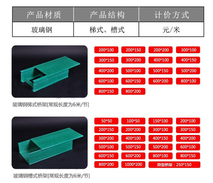 玻璃钢桥架规格